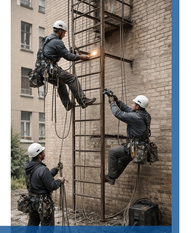 Ремонт пожарной лестницы в Колпине от 7736 р. | ВЫСОТНИК-Клп