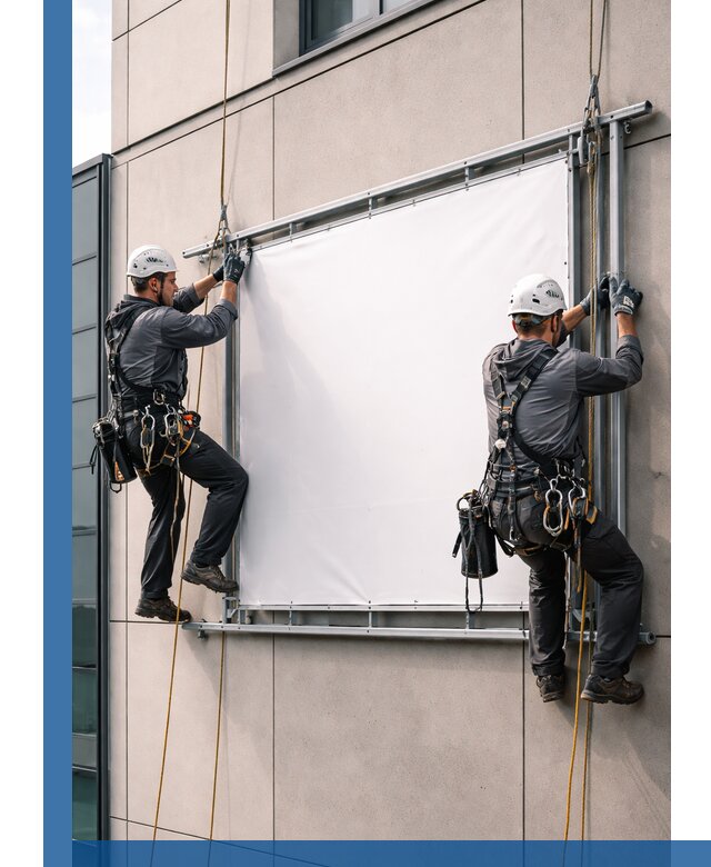 Монтаж наружной рекламной вывески в Колпине под ключ