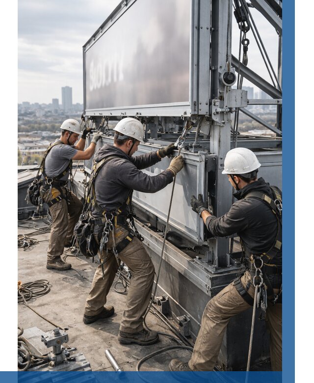 Монтаж крышной рекламной конструкции в Колпине от 61890 р.|ВЫСОТНИК-Клп