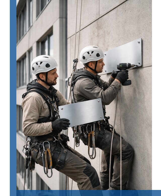 Монтаж табличек и указателей в Колпине для зданий и сооружений