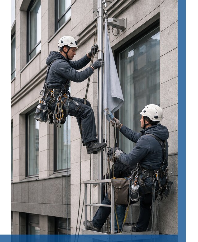 Установка флагов на фасаде в Колпине от 4642 р. | ВЫСОТНИК-Клп