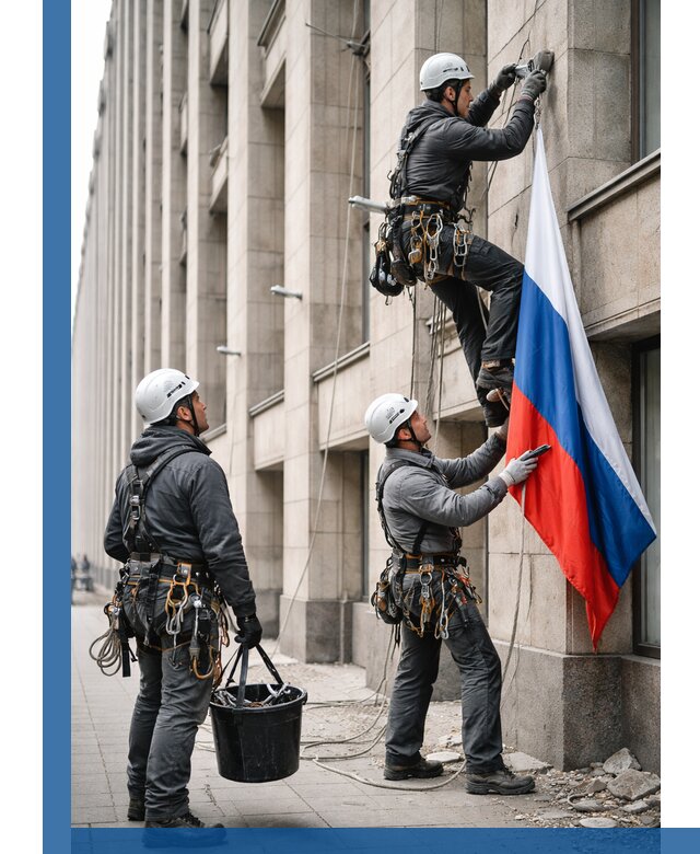 Профессиональная установка флагов на фасаде в Колпине