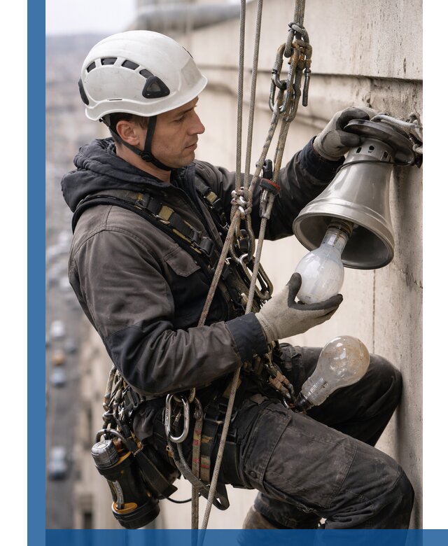 Замена ламп на высоте в Колпине профессионально и быстро