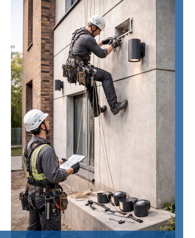 Монтаж фасадного освещения в Колпине от 2579 р. | ВЫСОТНИК-Клп