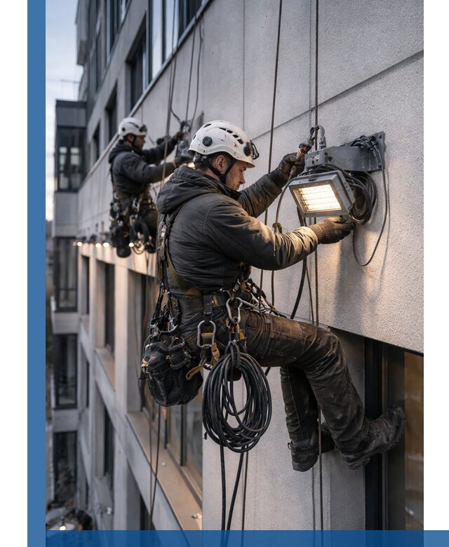 Монтаж фасадного освещения в Колпине установка и подключение