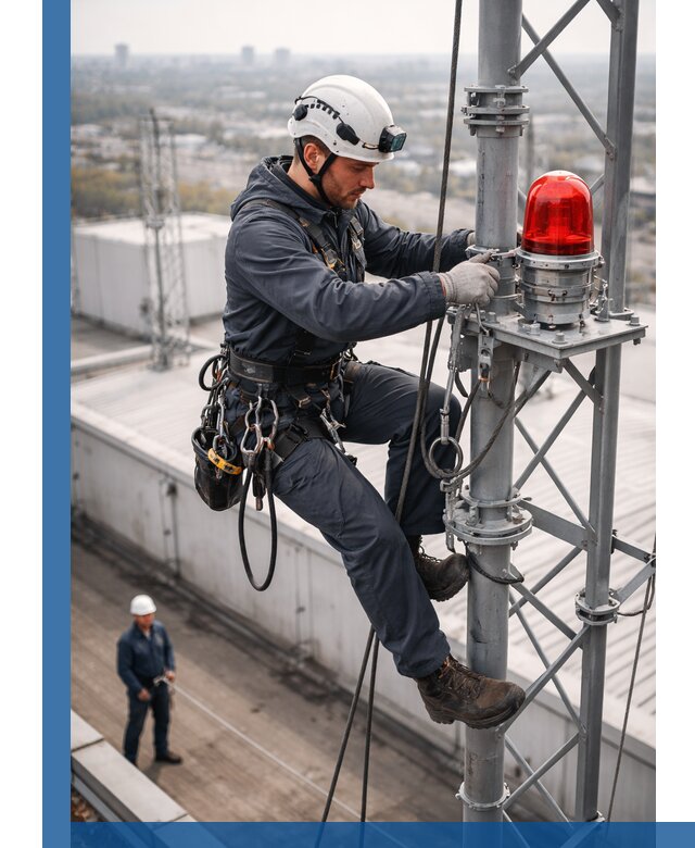 Монтаж заградительных огней и обслуживание объектов в Колпине