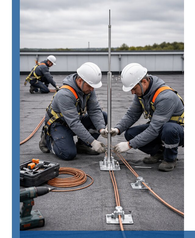 Монтаж молниезащиты на кровле в Колпине под ключ с гарантией