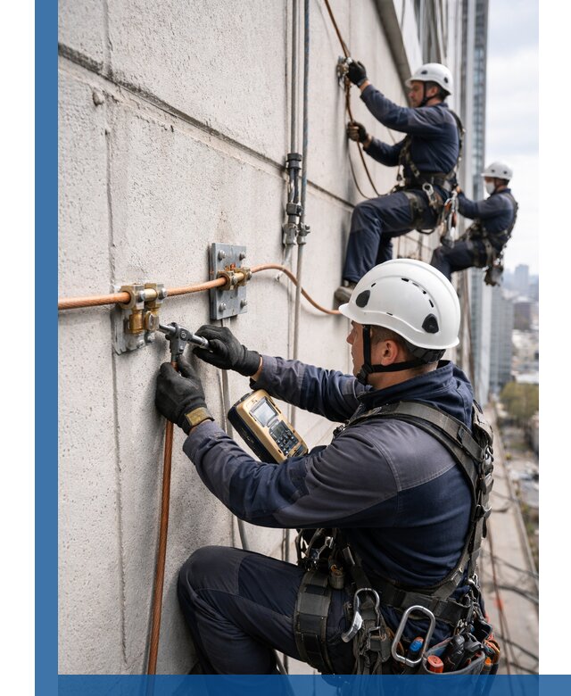 Монтаж системы заземления здания и молниезащиты в Колпине