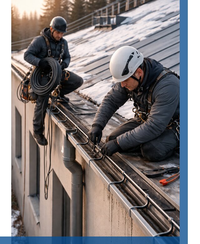 Монтаж греющего кабеля на кровле в Колпине от 464 р. | ВЫСОТНИК-Клп