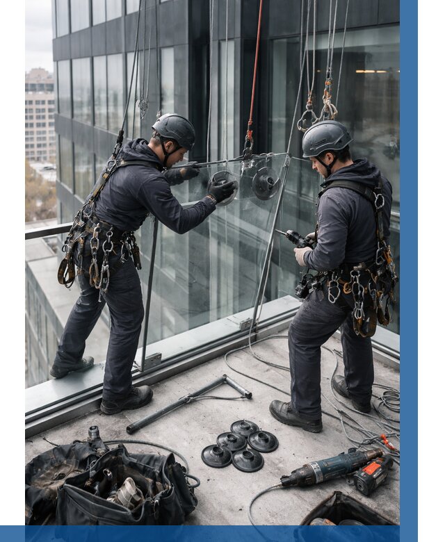 Монтаж стеклянных ограждений в Колпине от 2579 р. | ВЫСОТНИК-Клп