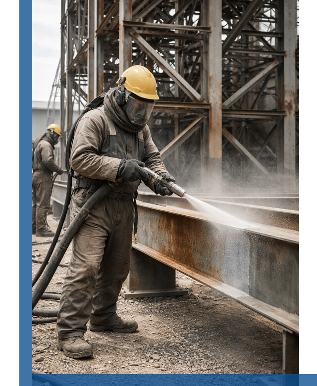 Пескоструйная очистка металлоконструкций в Колпине промышленная