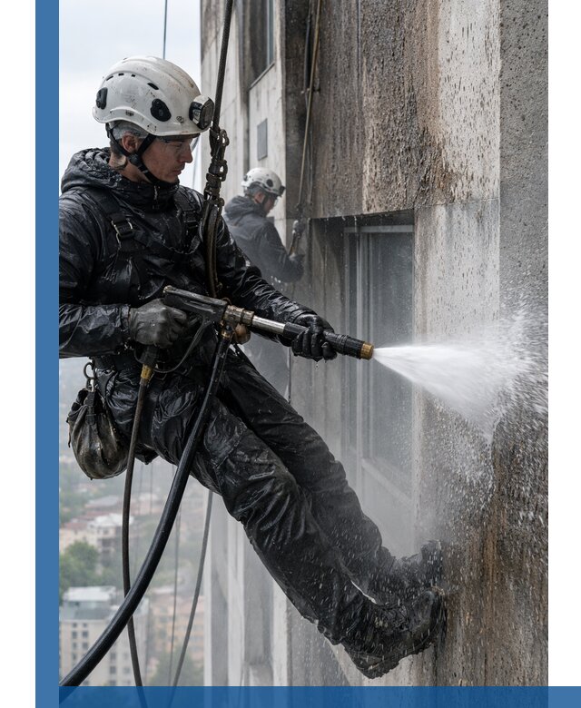 Гидроструйная очистка фасадов и конструкций в Колпине