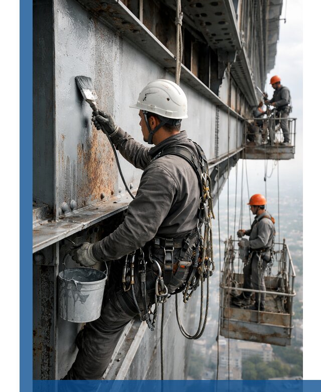 Покраска металлоконструкций на высоте в Колпине профессионально