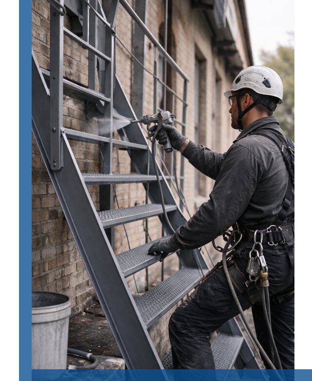 Покраска и антикоррозионная защита пожарных лестниц в Колпине