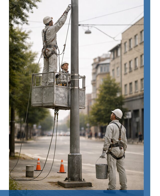 Покраска опор освещения в Колпине от 5158 р. | ВЫСОТНИК-Клп
