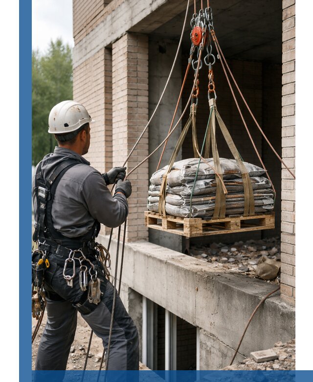 Подъем материалов на этаж веревками в Колпине оперативно