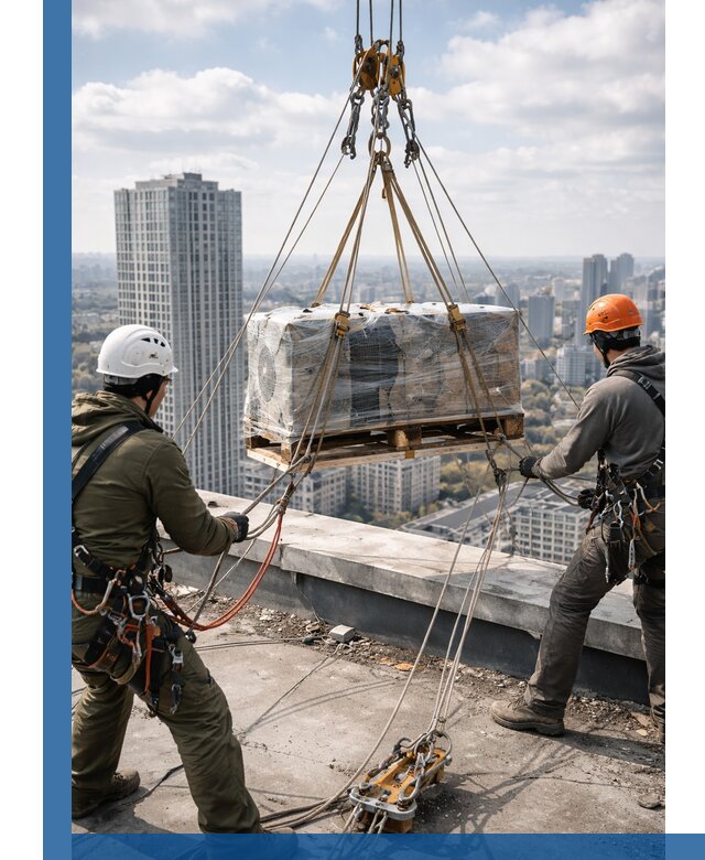 Подъем и монтаж крупногабаритных грузов на крышу в Колпине