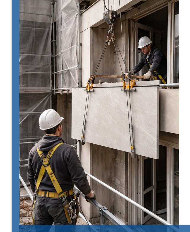 Подъем керамогранита на этаж в Колпине грузчиками и техникой