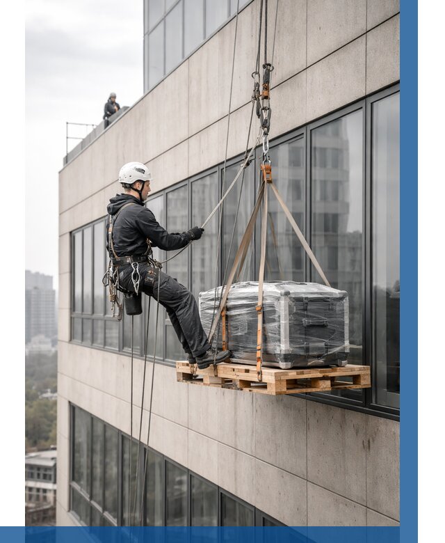 Спуск груза по фасаду в Колпине от 3610 р. | ВЫСОТНИК-Клп