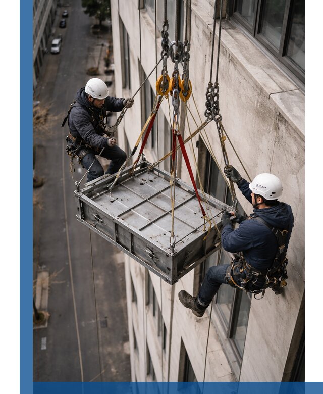 Спуск и подъем грузов по фасаду в Колпине для зданий