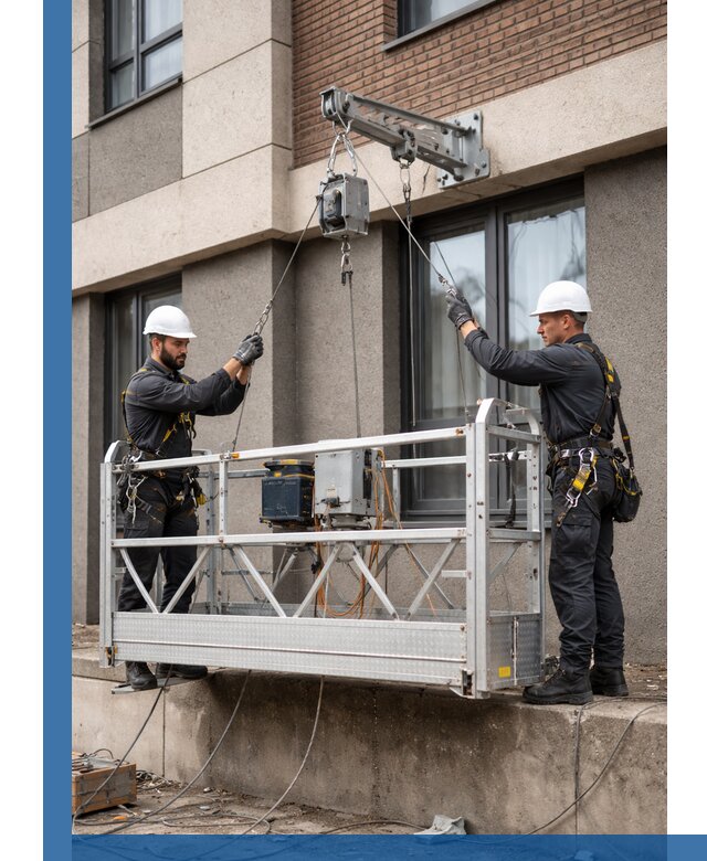 Монтаж и подъем фасадной люльки в Колпине с гарантией безопасности