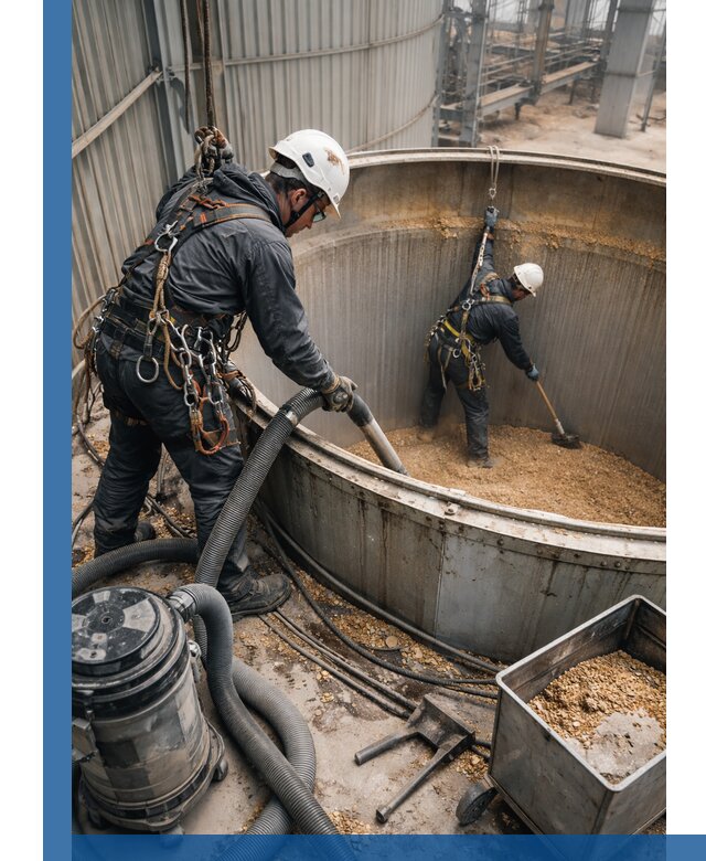 Профессиональная чистка зерновых бункеров в Колпине с выездом