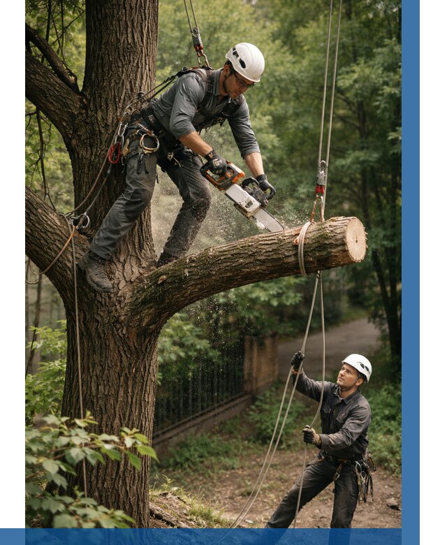 Спил деревьев альпинистами в Колпине от 8252 р. | ВЫСОТНИК-Клп