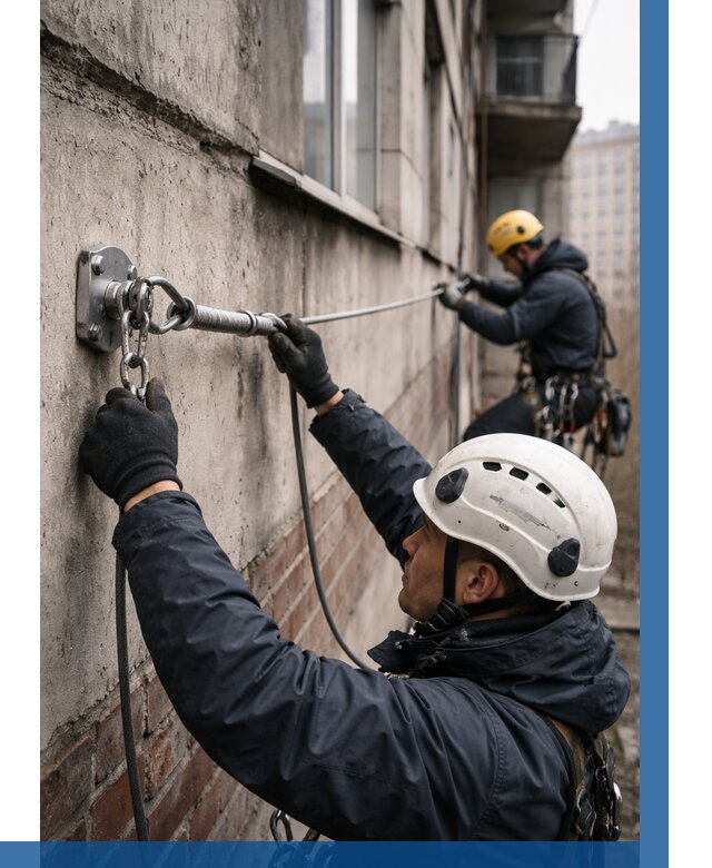 Монтаж анкерных линий в Колпине от 3095 р. | ВЫСОТНИК-Клп