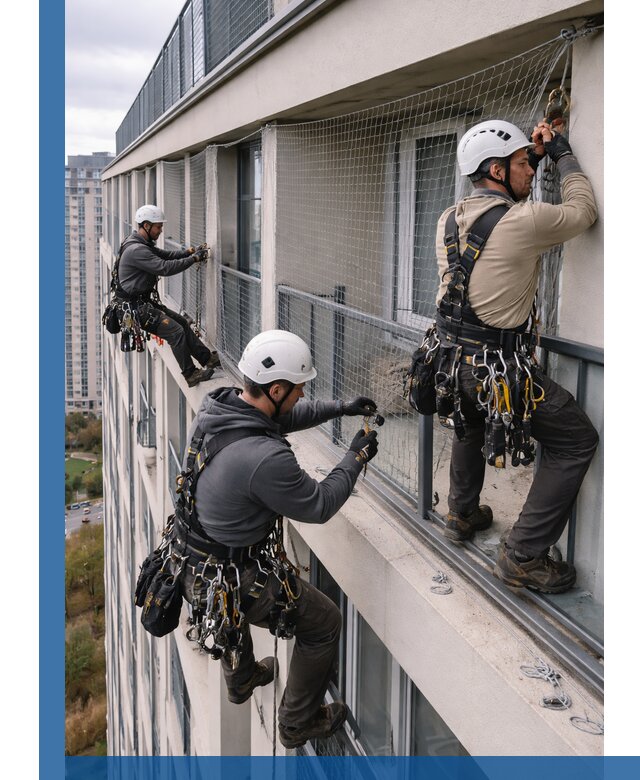 Профессиональный монтаж защитной сетки от птиц в Колпине